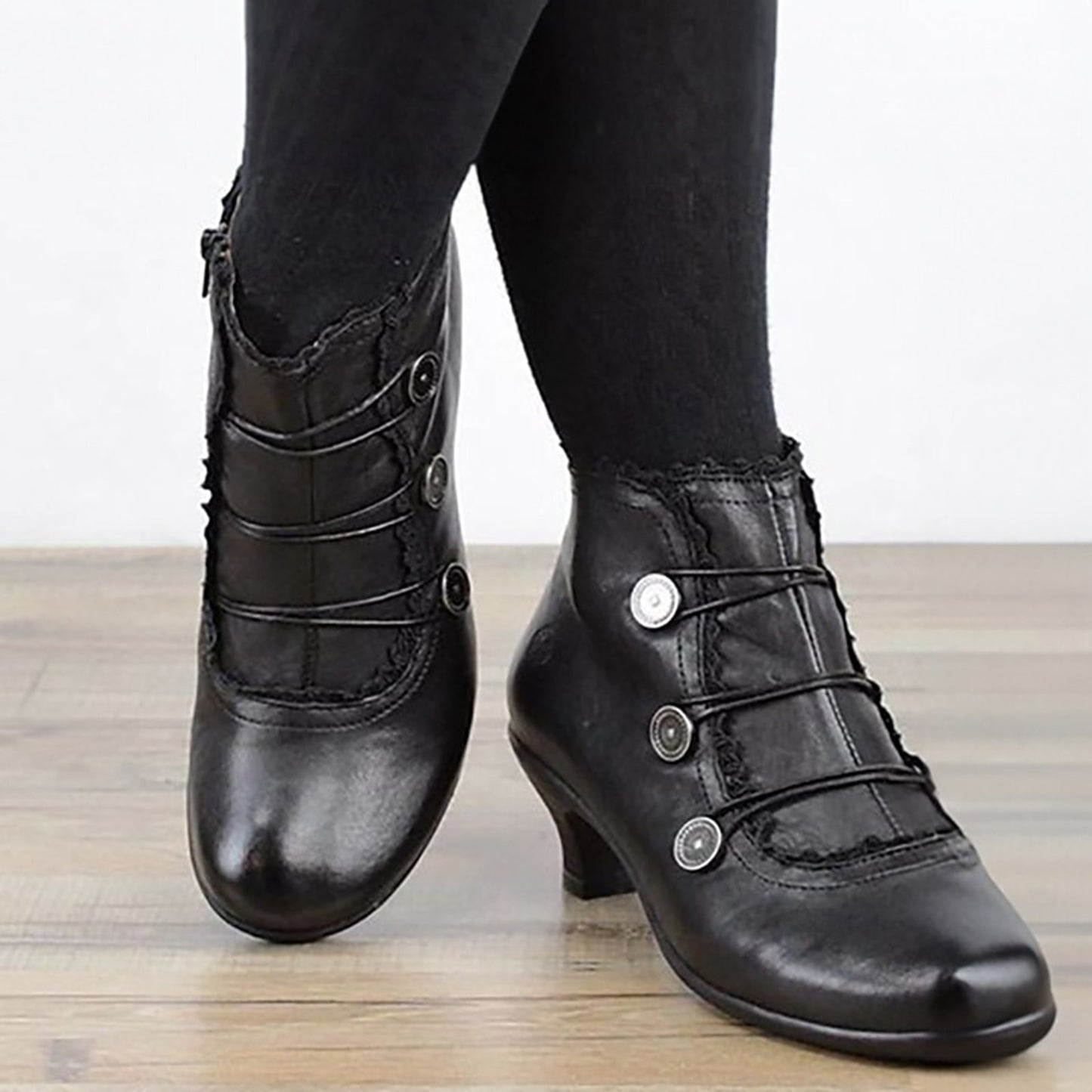 Vintage-Stiefel für Damen mit runder Zehenpartie und klobigem Absatz