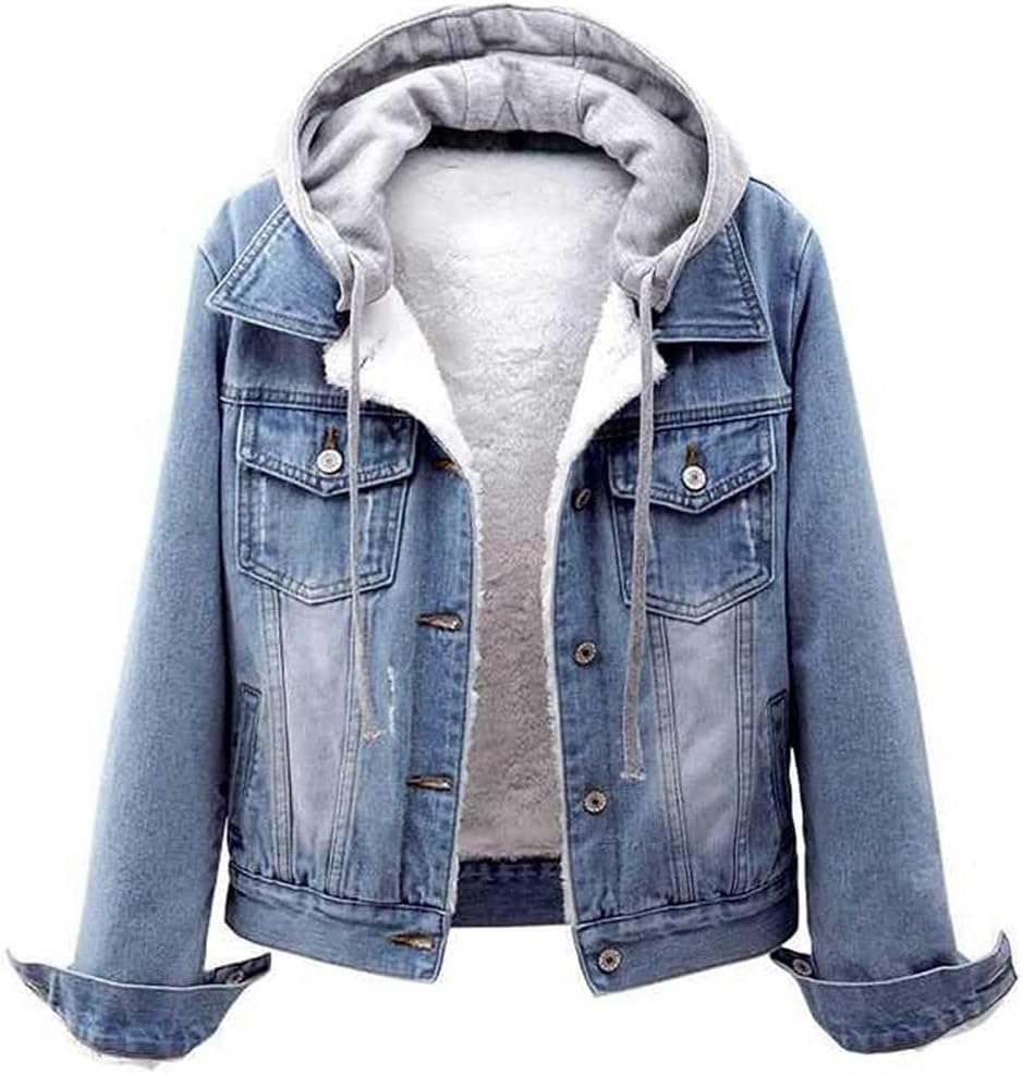 Modern Denim Jacket with Long Sleeves and a Detachable Hood